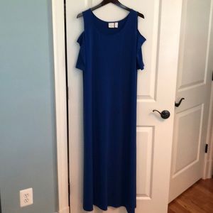 Royal blue Chico’s size 3 cold shoulder maxi dress